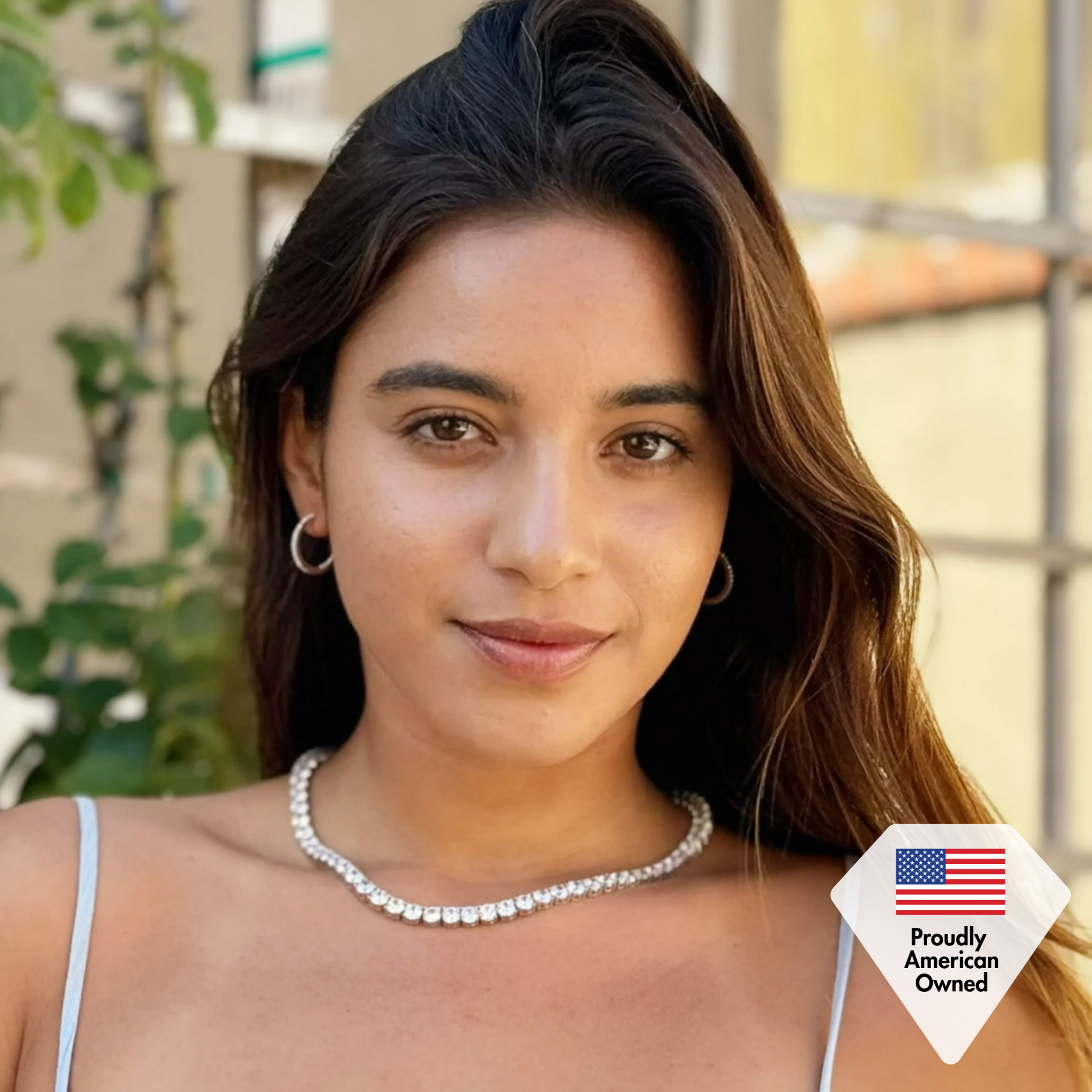 Rosalyn 女士 18k 白金镀金环形水晶耳环