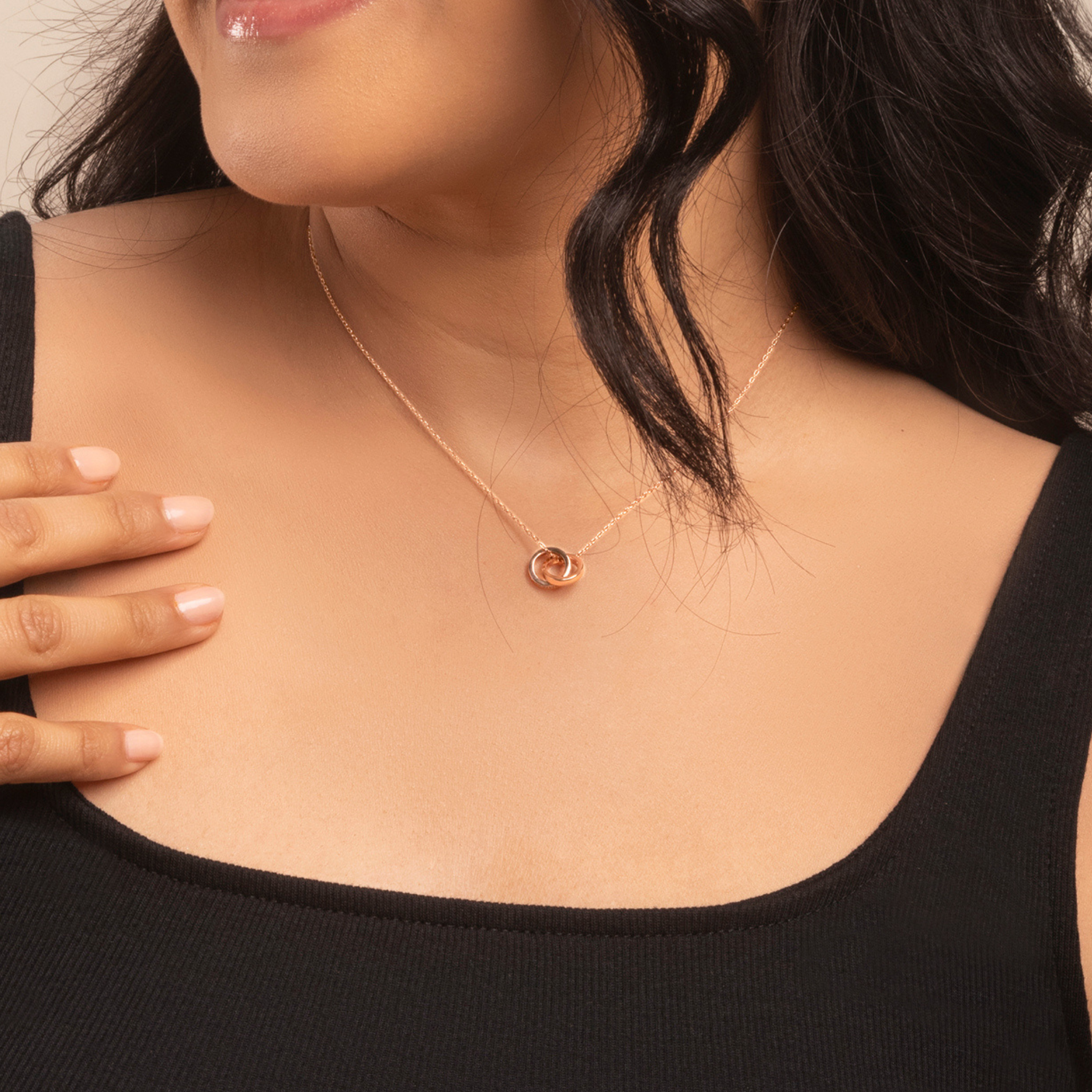 Rosie 18k Rose Gold Plated Pendant Necklace with Pink Swarovski Crystals - FAV FAB