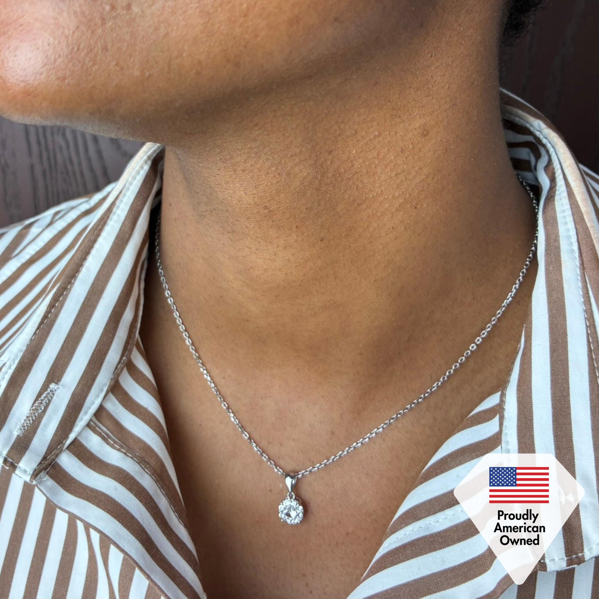 Ruth 18k 白金镀银吊坠项链