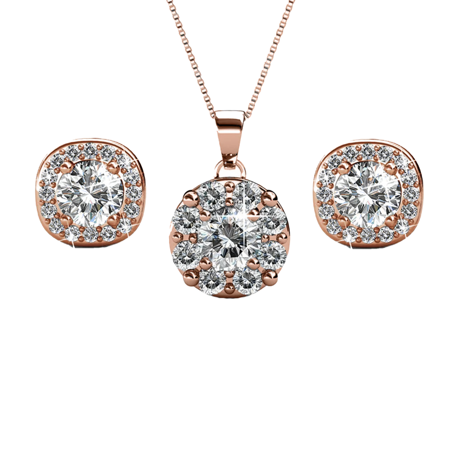 Ruth 18k White Gold Earrings and Necklace Jewelry Set with Swarovski Crystals