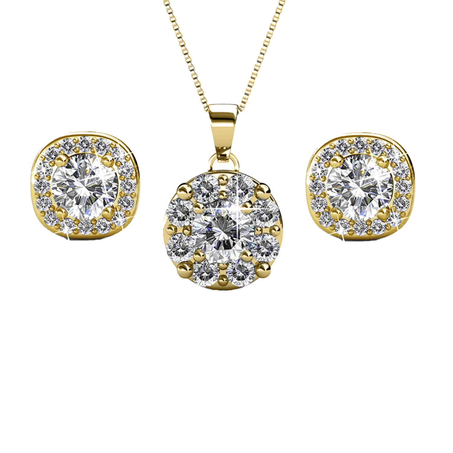 Ruth 18k White Gold Earrings and Necklace Jewelry Set with Swarovski Crystals