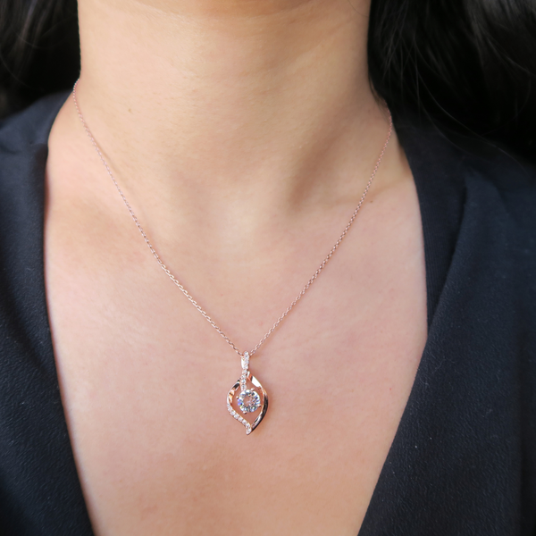 Sabrina 18k White Gold Plated Pendant Necklace with Swarovski Crystals - Fab Fav