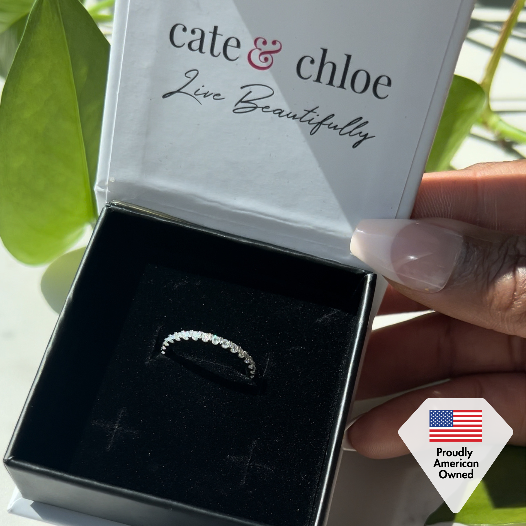 Moissanite by Cate & Chloe Sadie 0.9tcw Round Cut 925 Sterling Silver 18k White Gold Plated Wedding Band