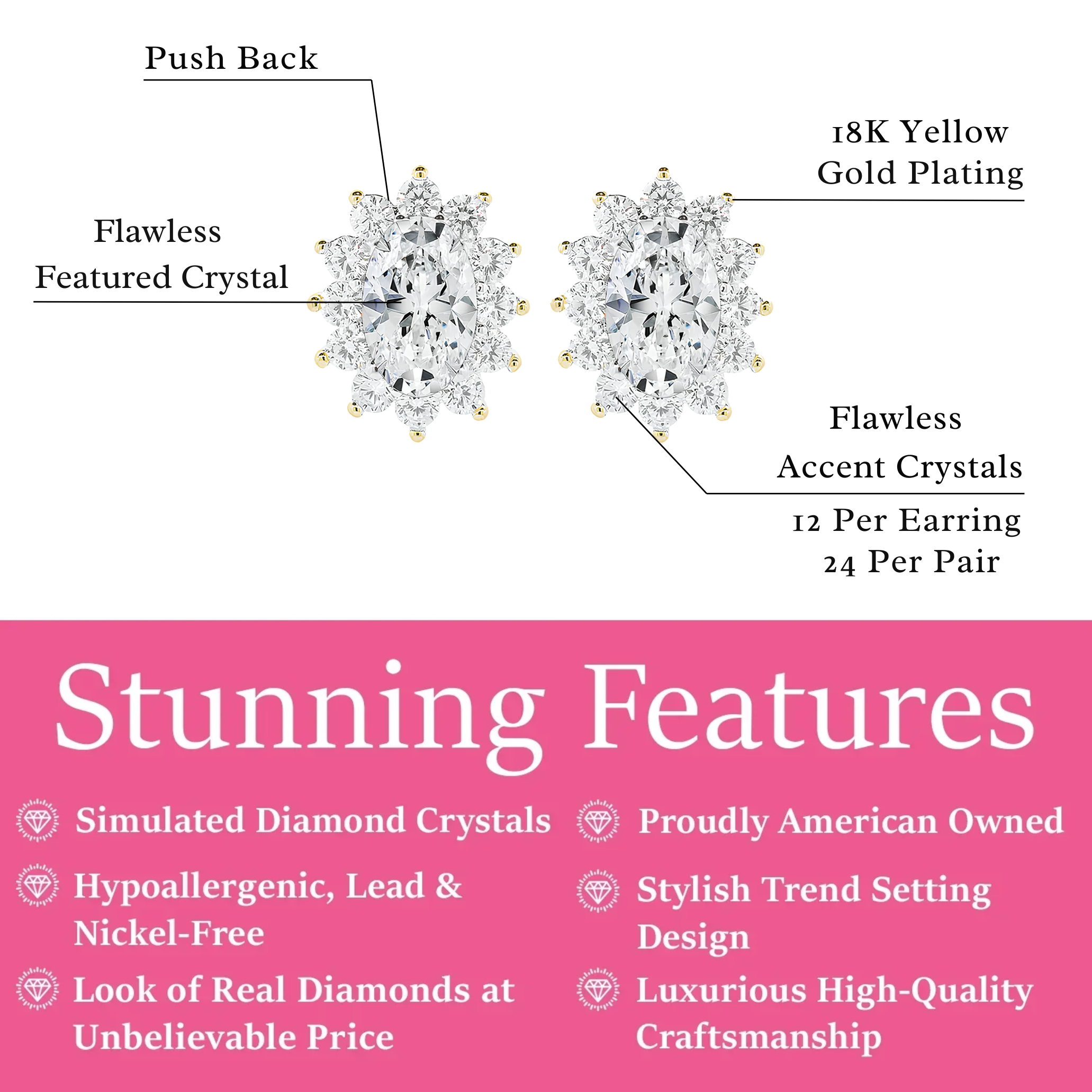 Sage“智慧”18k 白金镀金耳钉