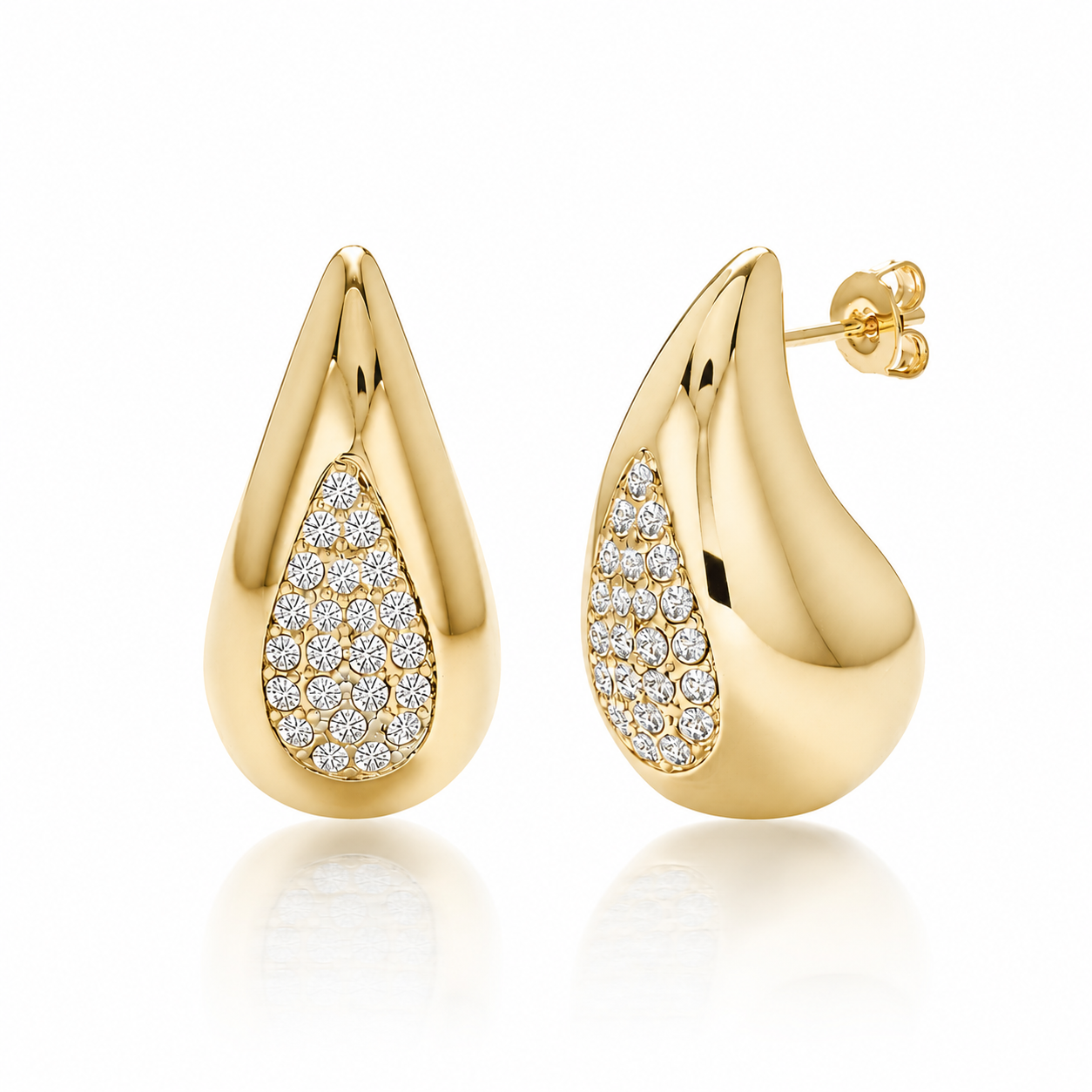Sally 18k White Gold Plated Tear drop Stud Earrings with Swarovski Crystals