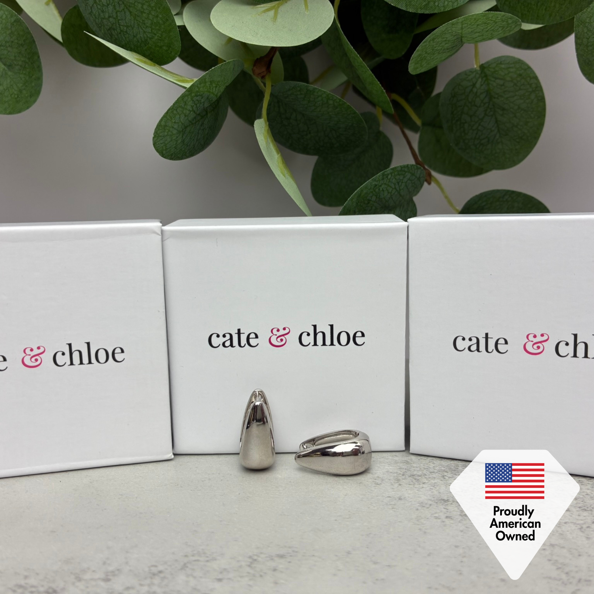 Salma 18k White Gold Plated 15mm Chunky U-Shaped Hoop Earrings