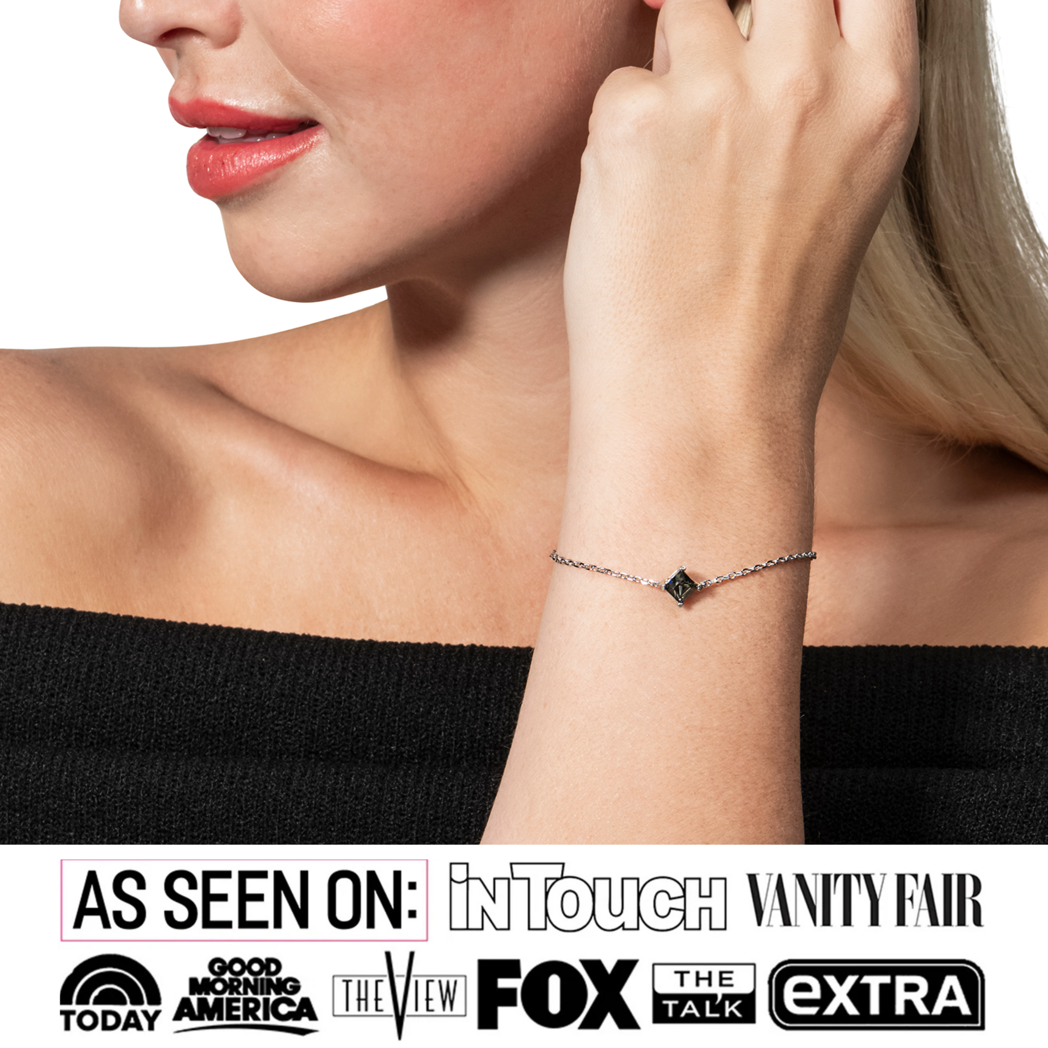 Samantha 18k White Gold Plated Bracelet with Black Swarovski Crystal