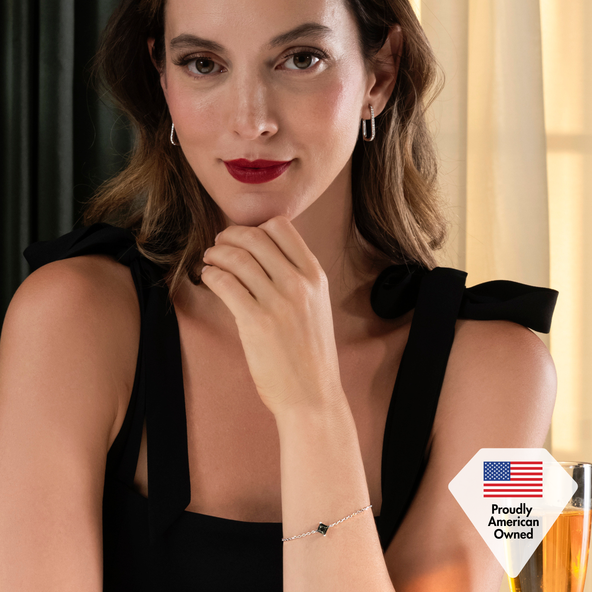 Samantha 18k White Gold Plated Bracelet with Black Swarovski Crystal