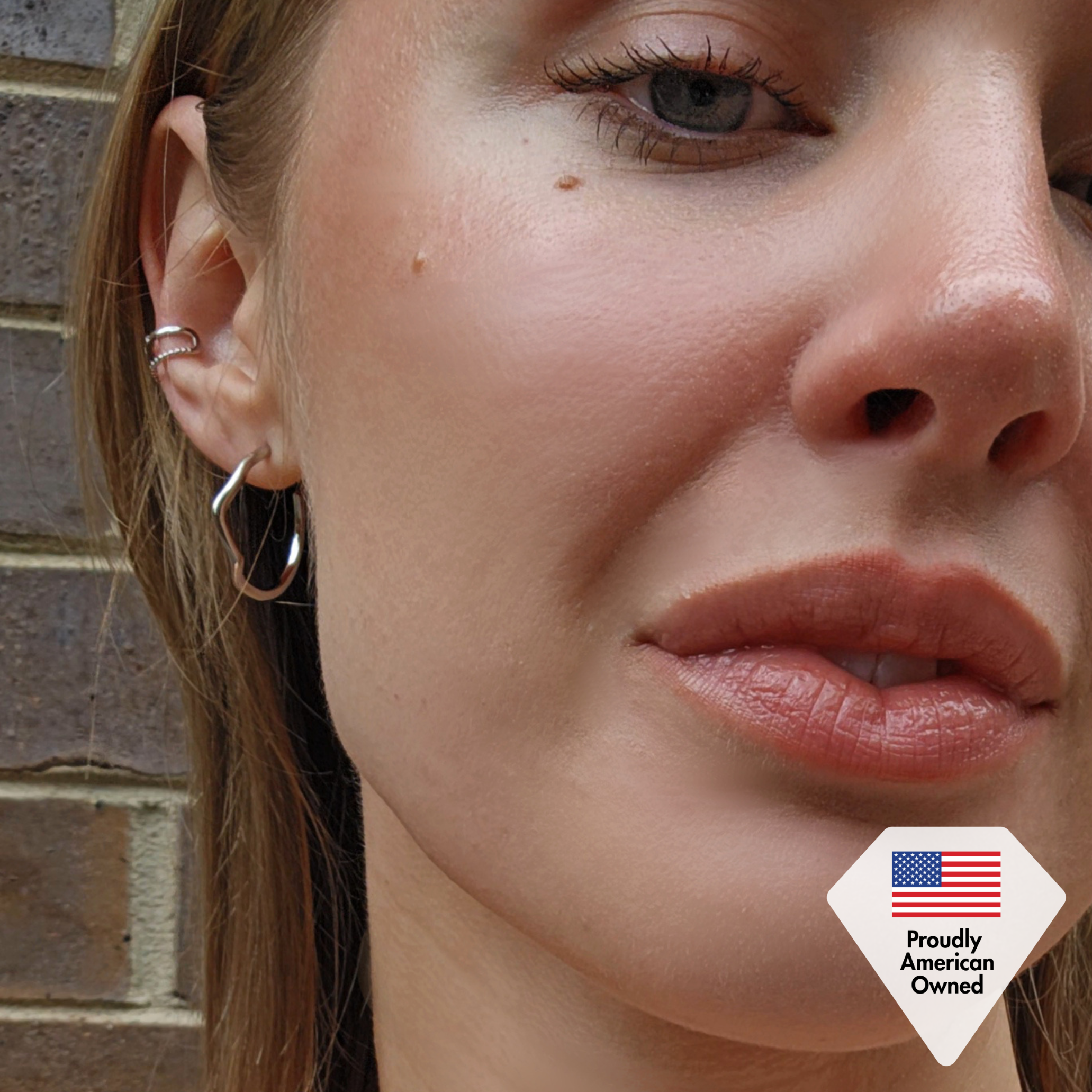 Sasha 18k White Gold Plated 10mm Hoop Ear Cuff with Swarovski Crystals