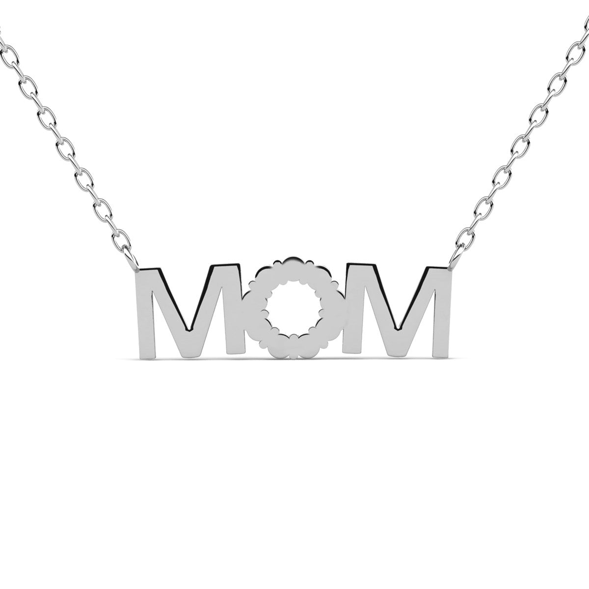 Savannah 18k White Gold Plated Mom Necklace with Swarovski Crystals