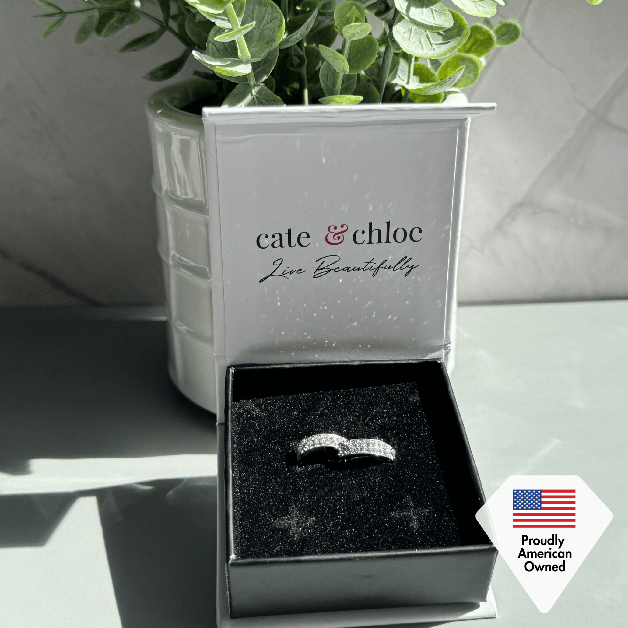 Sawyer 18k White Gold Plated 16mm Crystal Hoop Earrings with Swarovski Crystals