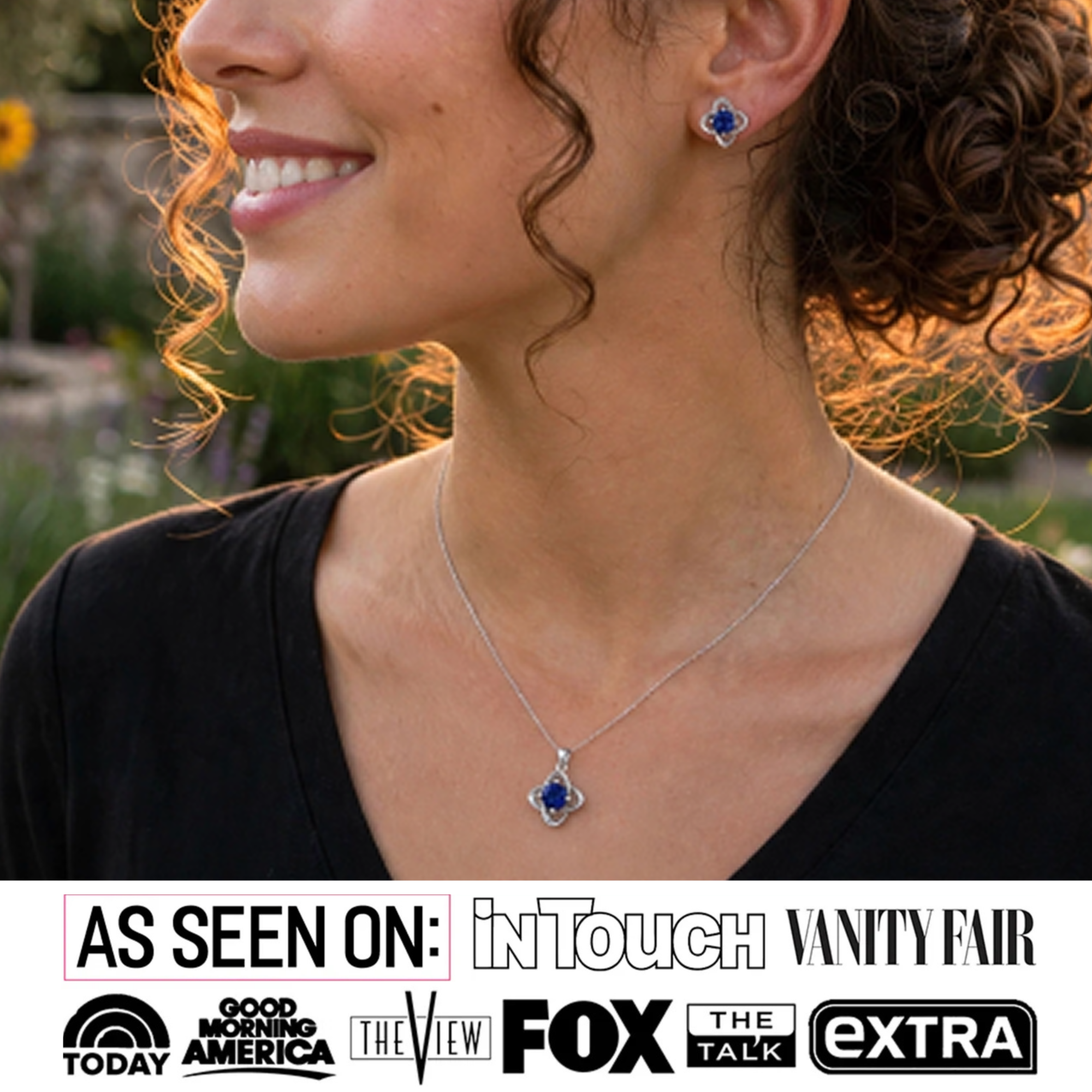 Infinity Birthstone 18k White Gold Plated Stud Earrings and Necklace Set with Swarovski Crystals