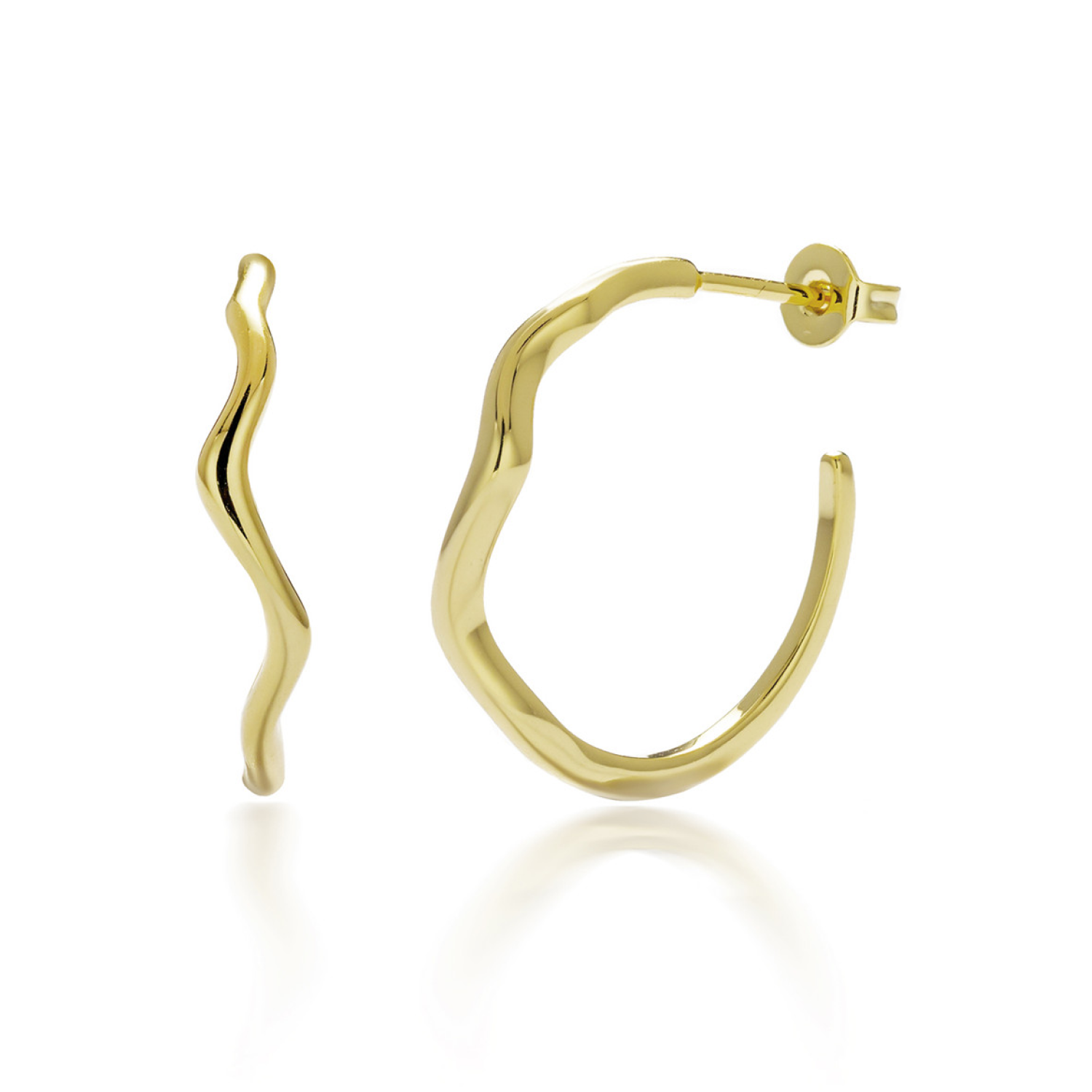 Serena 18k White Gold Plated Wavy Hoop Earrings