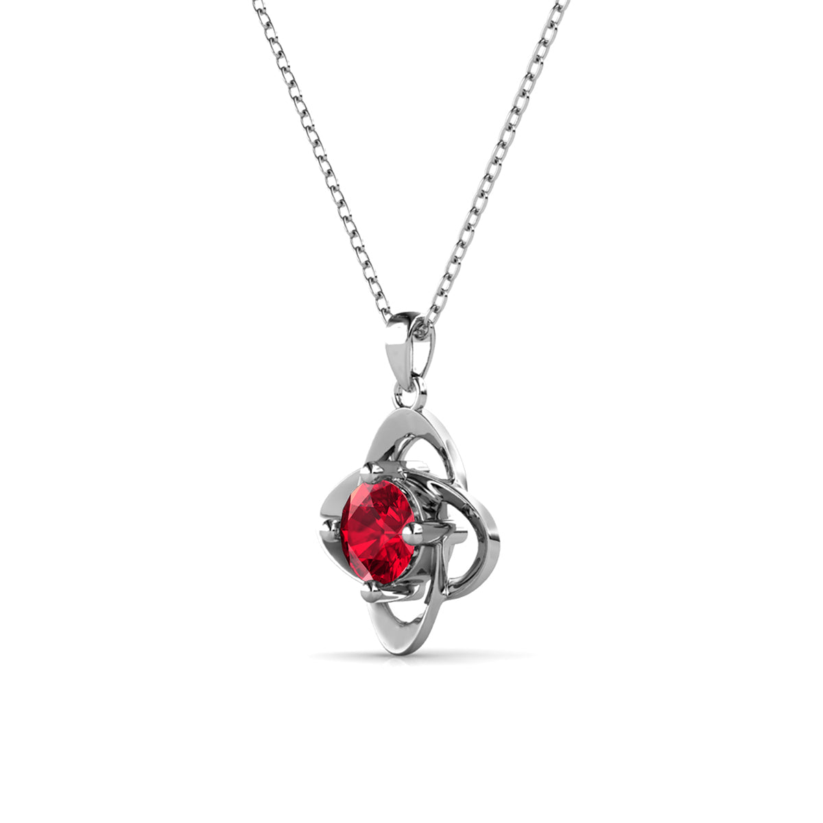 Infinity January Birthstone Garnet Necklace 18k White Gold Plated Silver Birthstone Necklace with Swarovski Crystal