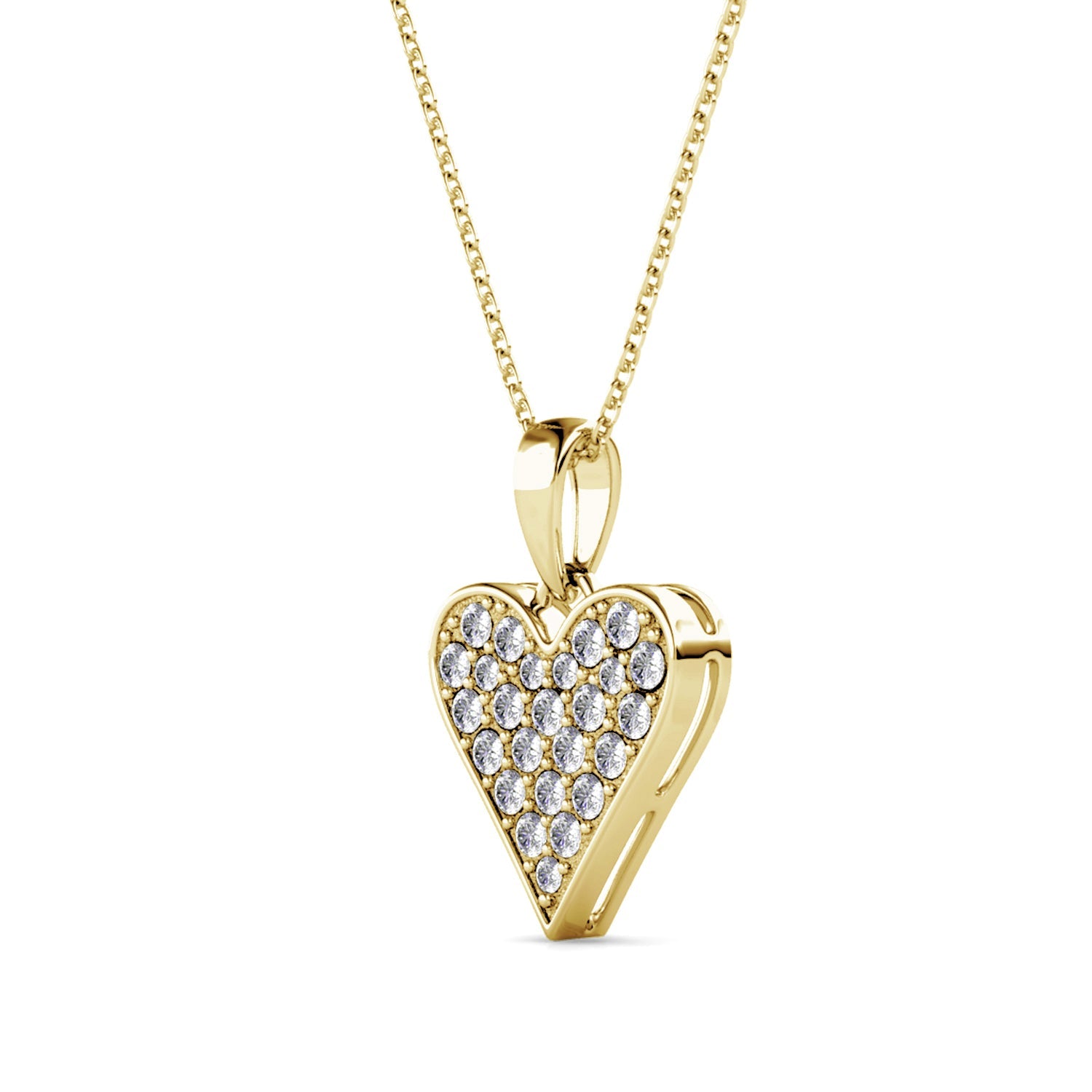 Cecilia 18k White Gold Plated Heart / Spade Necklace with Swarovski Crystals