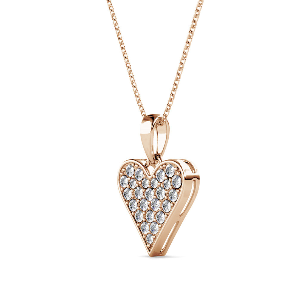 Cecilia 18 White Gold Plated Heart / Spade Necklace with Crystals