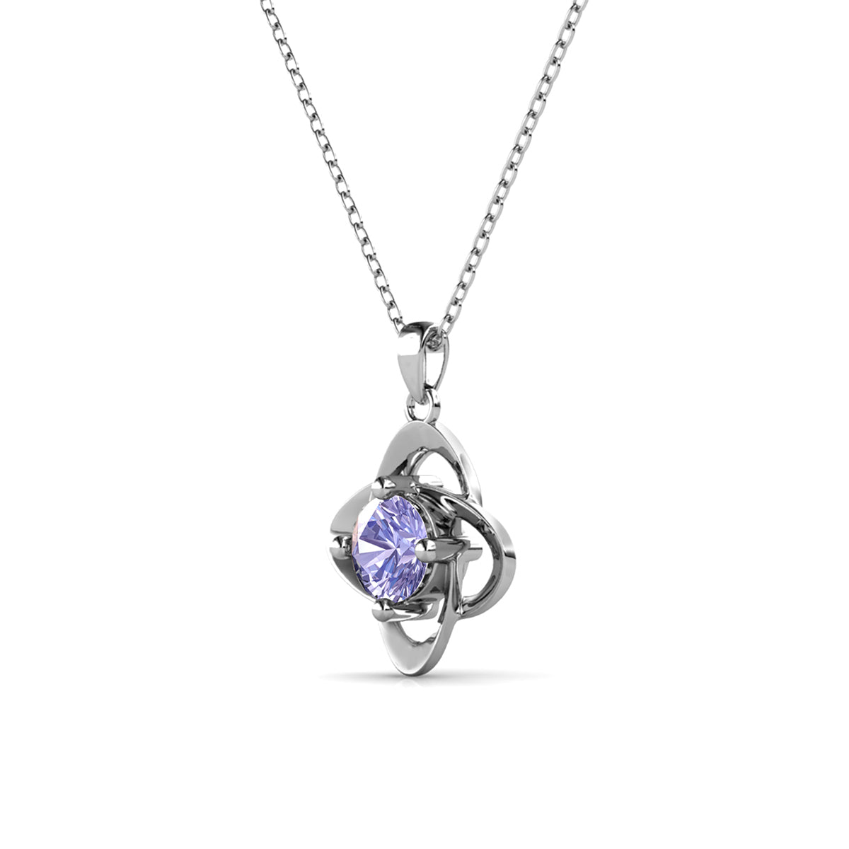 Infinity June Birthstone Alexandrite Necklace 18k White Gold Plated Silver Birthstone Necklace with Swarovski Crystal