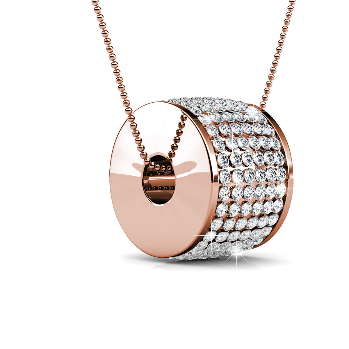 Anabelle“诱人”18k 白金镀金吊坠项链，镶有施华洛世奇水晶