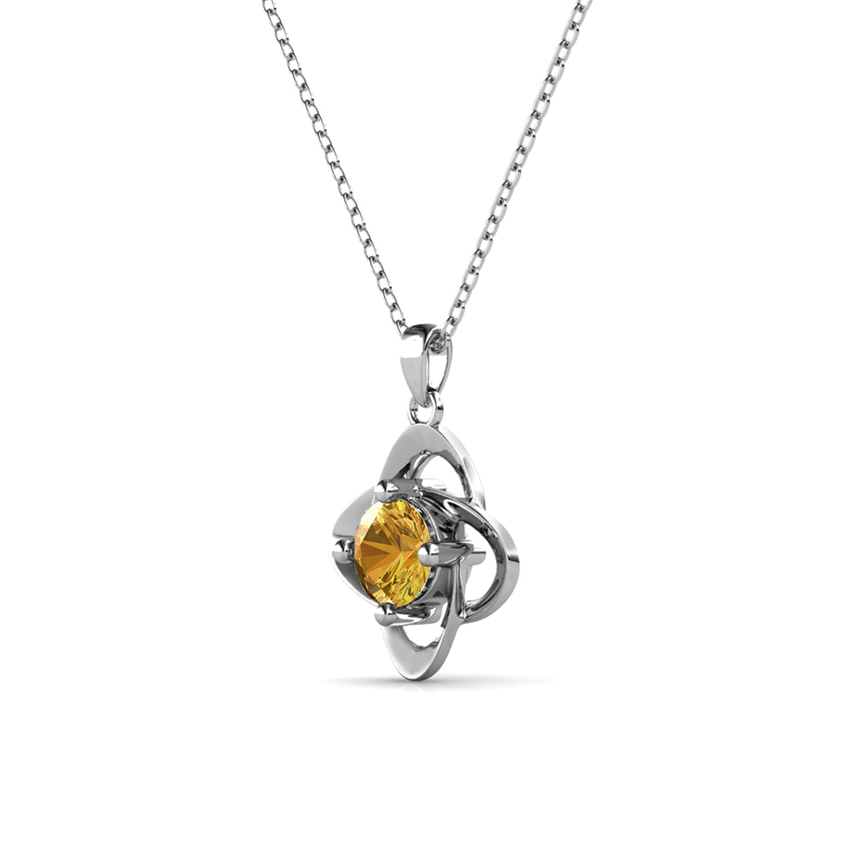 Infinity November Birthstone Citrine Necklace 18k White Gold Plated Silver Birthstone Necklace with Swarovski Crystal