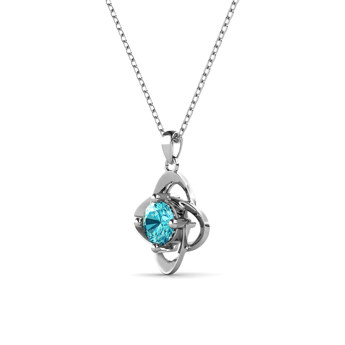 Infinity March Birthstone Aquamarine Necklace 18k White Gold Plated Silver Birthstone Necklace with Swarovski Crystal