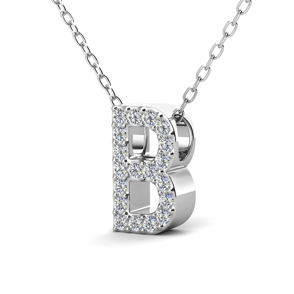 Ethereal Collection 18k White Gold Plated Initial Letter Pendant Necklace with Swarovski Crystals