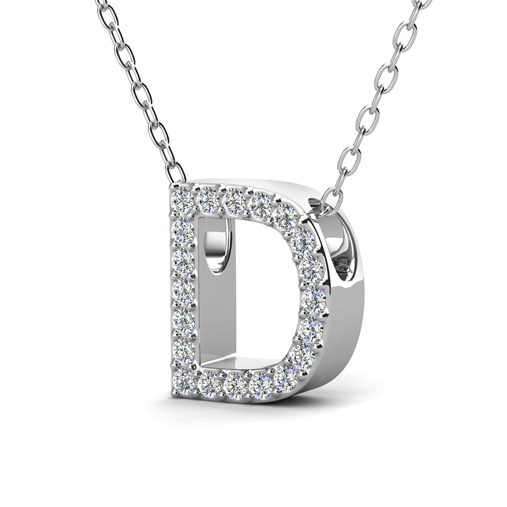 Ethereal Collection 18k White Gold Plated Initial Letter Pendant Necklace with Swarovski Crystals