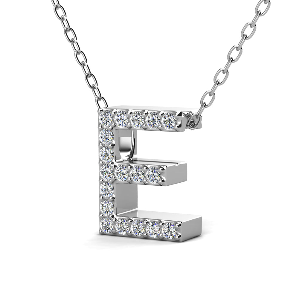 Ethereal Collection 18k White Gold Plated Initial Letter Pendant Necklace with Swarovski Crystals