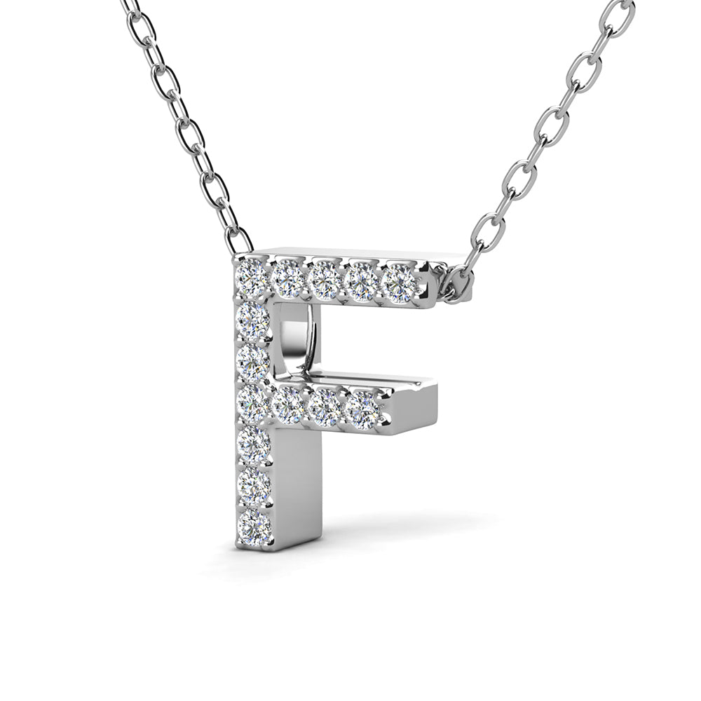 Ethereal Collection 18k White Gold Plated Initial Letter Pendant Necklace with Swarovski Crystals