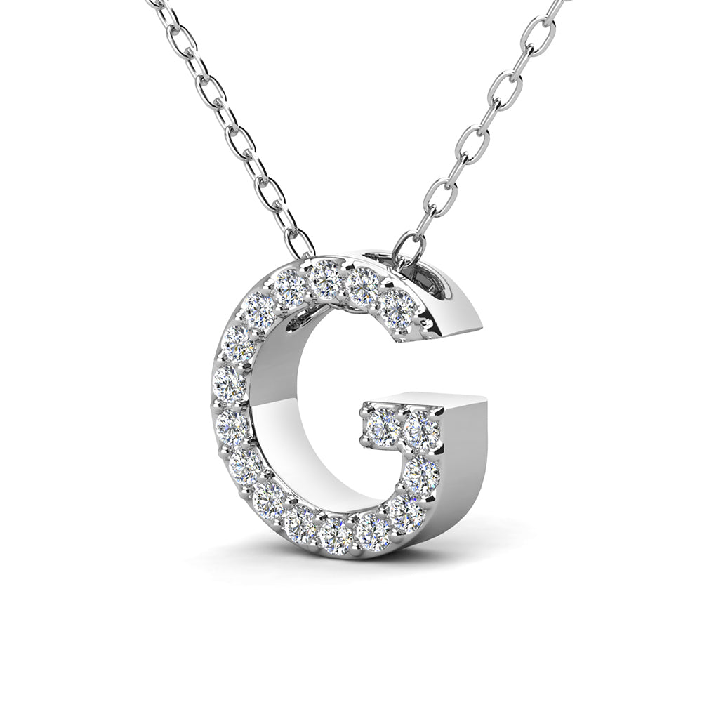 Ethereal Collection 18k White Gold Plated Initial Letter Pendant Necklace with Swarovski Crystals