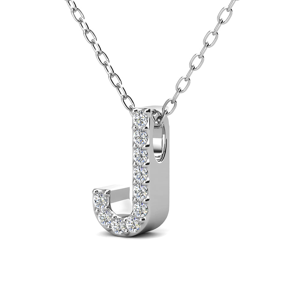Ethereal Collection 18k White Gold Plated Initial Letter Pendant Necklace with Swarovski Crystals