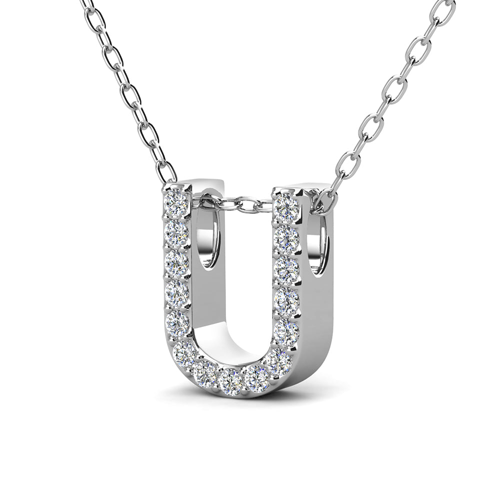 Ethereal Collection 18k White Gold Plated Initial Letter Pendant Necklace with Swarovski Crystals