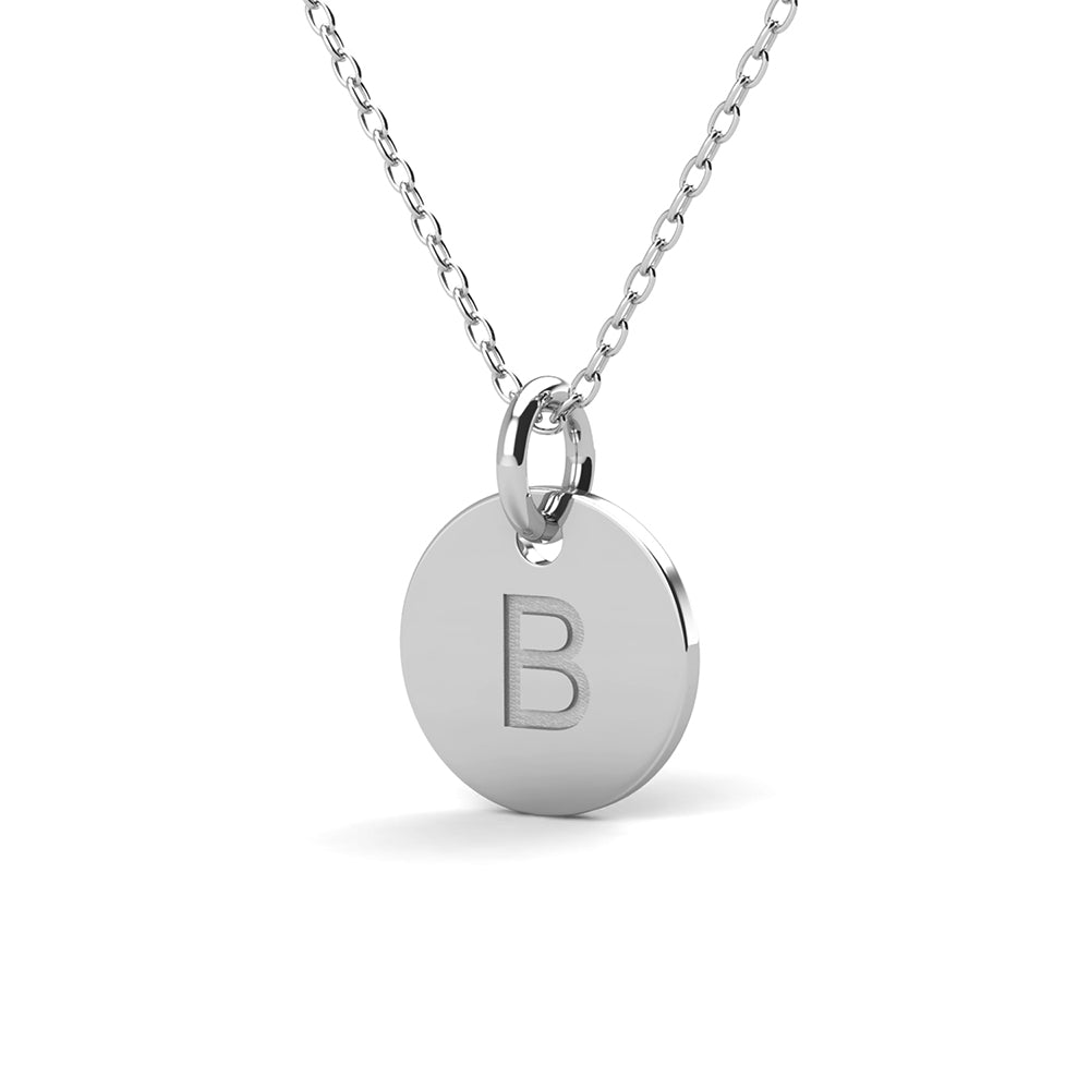 Summer Collection 18k White Gold Plated Engraved Initial Letter Pendant Necklace