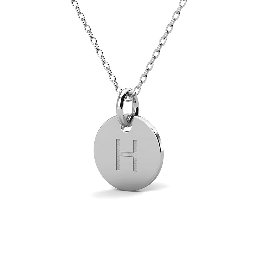 Summer Collection 18k White Gold Plated Engraved Initial Letter Pendant Necklace