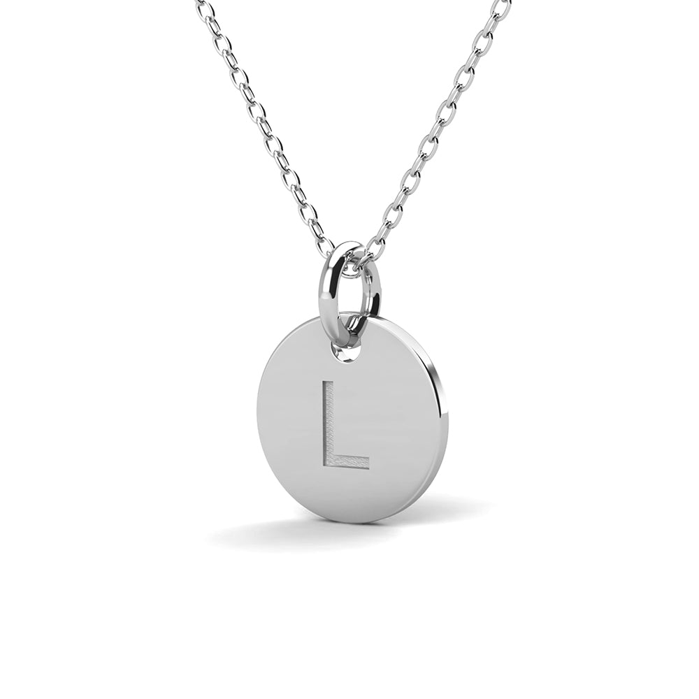 Summer Collection 18k White Gold Plated Engraved Initial Letter Pendant Necklace