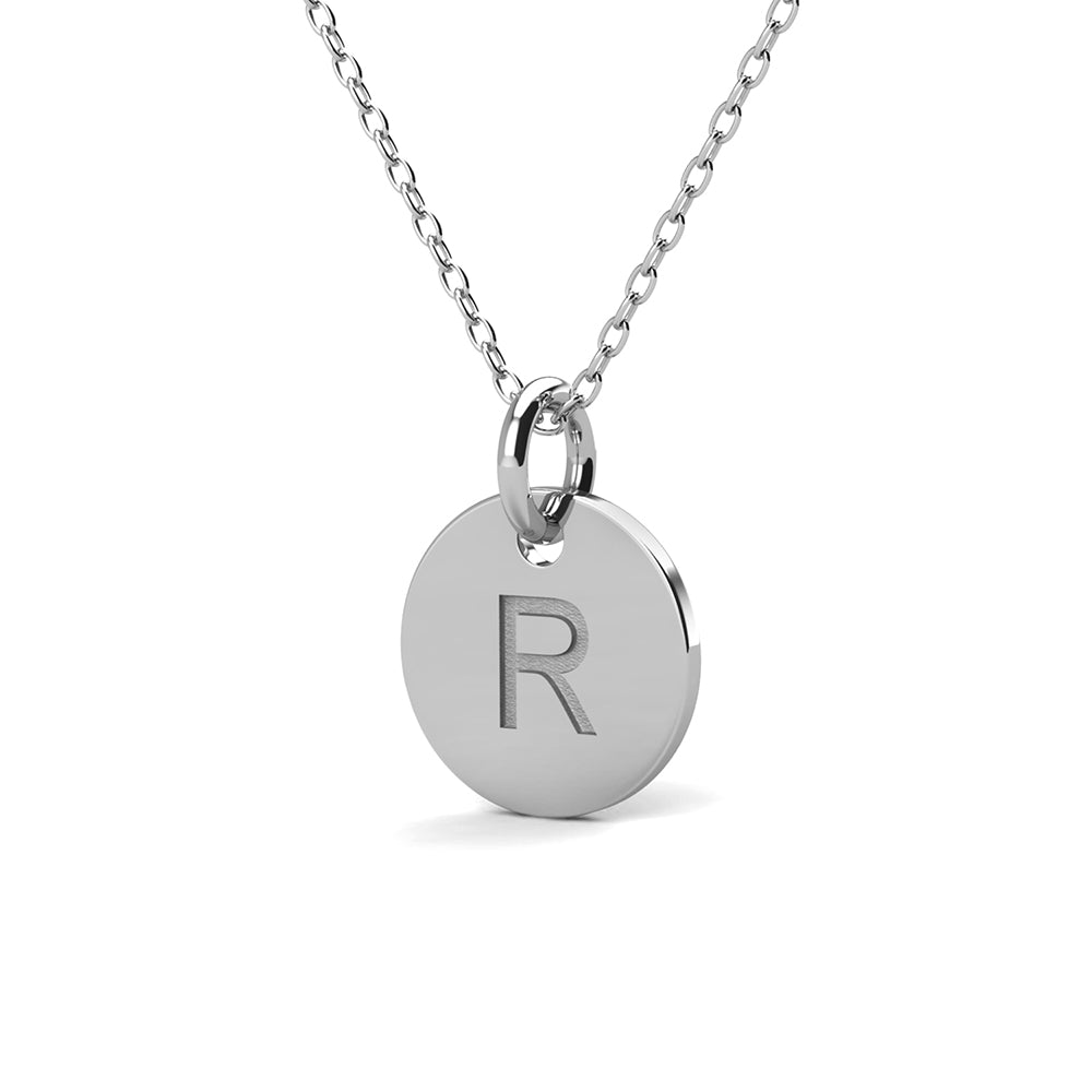 Summer Collection 18k White Gold Plated Engraved Initial Letter Pendant Necklace