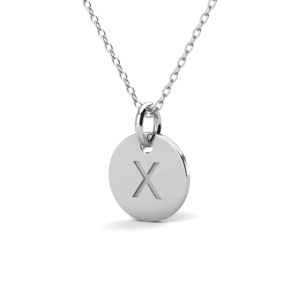 Summer Collection 18k White Gold Plated Engraved Initial Letter Pendant Necklace