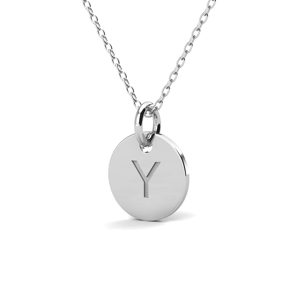 Summer Collection 18k White Gold Plated Engraved Initial Letter Pendant Necklace