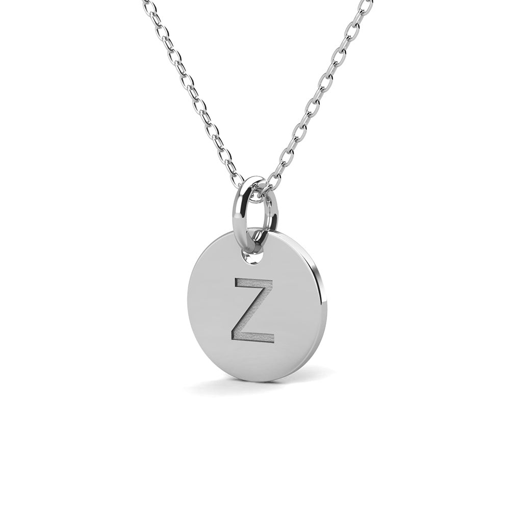 Summer Collection 18k White Gold Plated Engraved Initial Letter Pendant Necklace