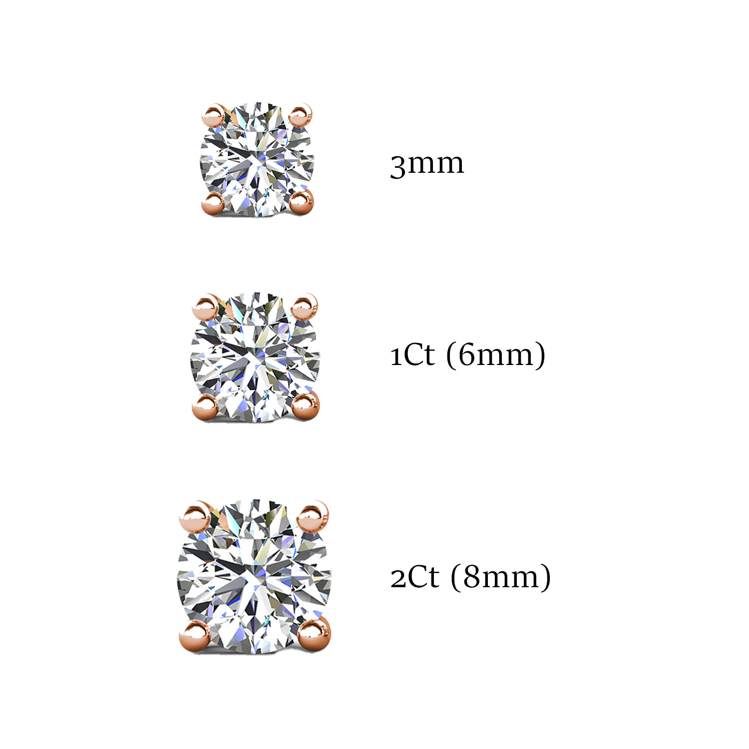 Mia 14k White Gold Plated Sterling Silver Stud Earrings with Simulated Diamond Crystals