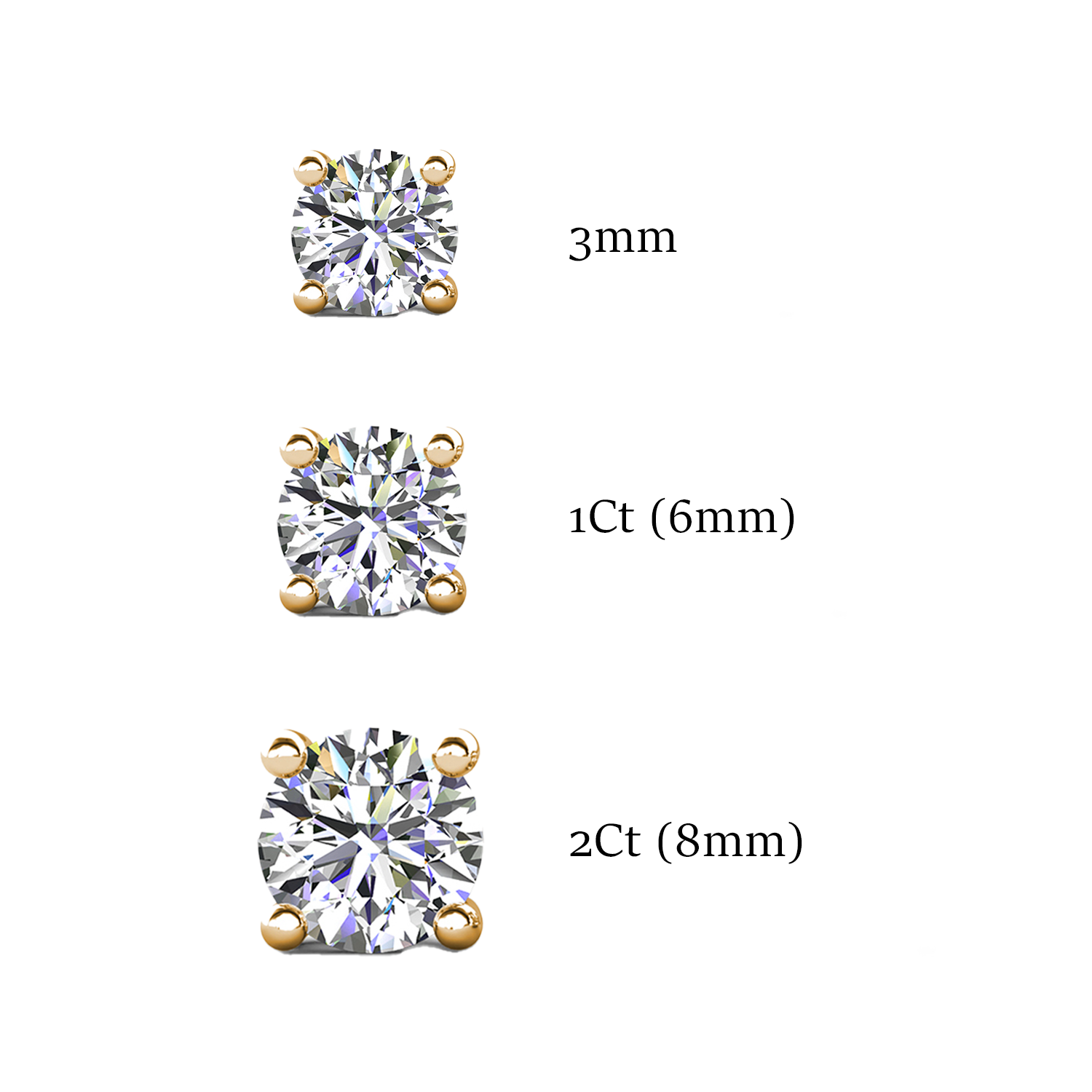 Mia 14k White Gold Plated Sterling Silver Stud Earrings with Simulated Diamond Crystals