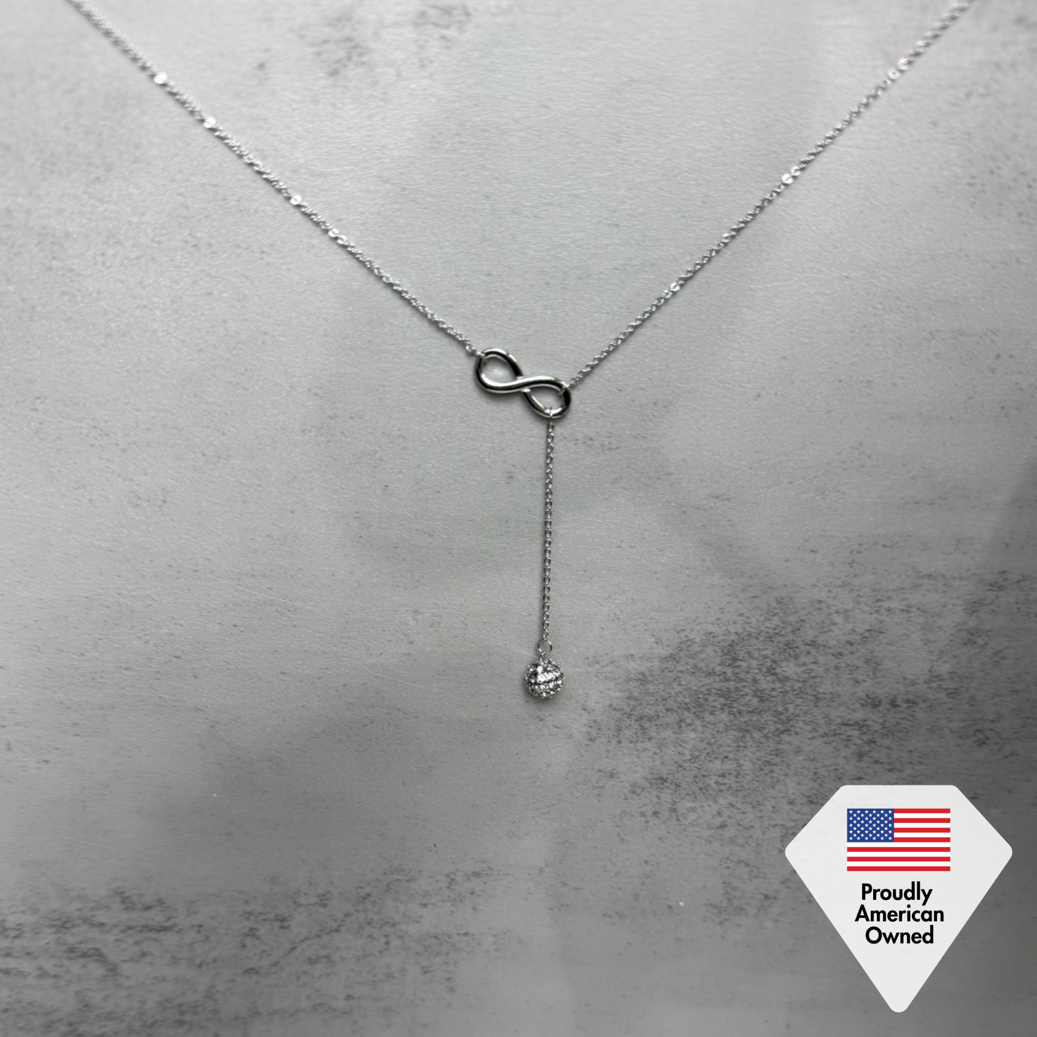 Sonya 18k White Gold Plated Silver Y-Necklace with Swarovski Crystals