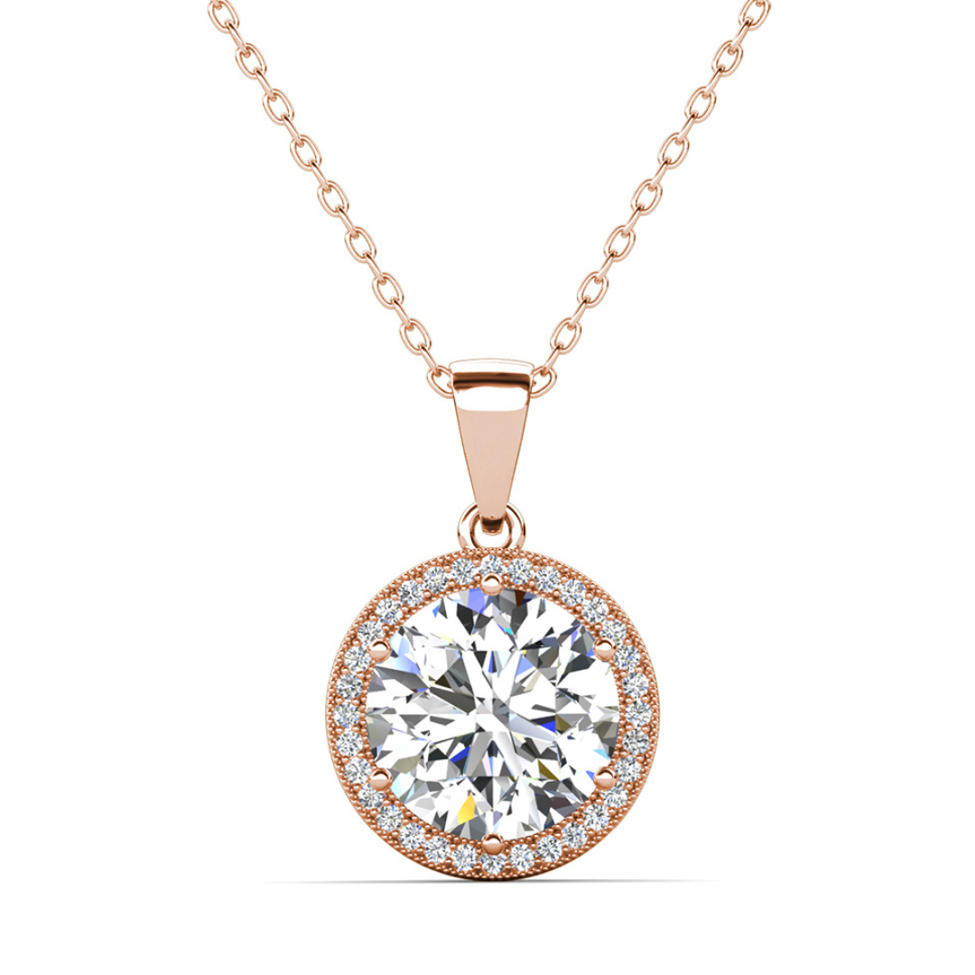 Sophia 18k White Gold Plated Pendant Necklace with Simulated Diamond Crystals