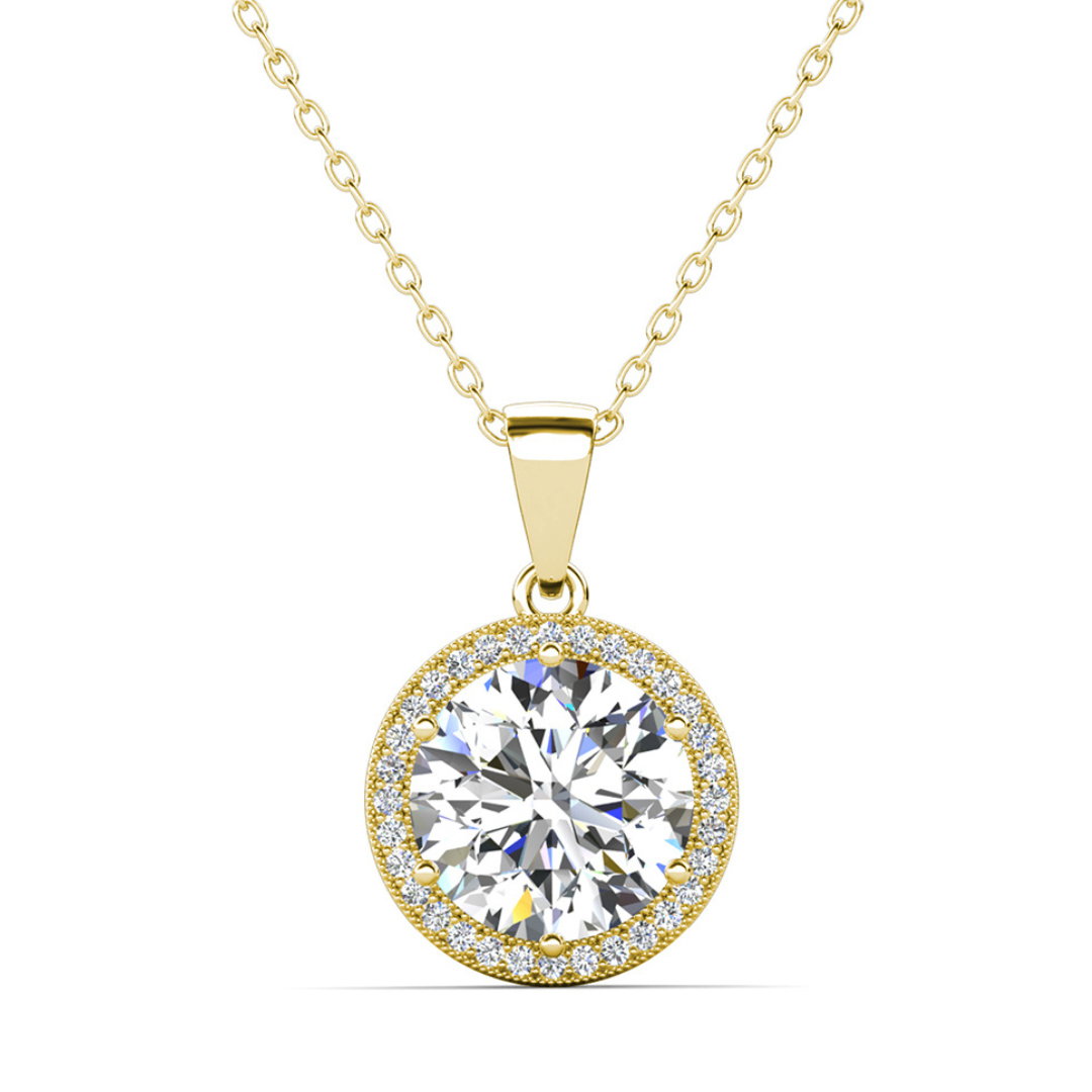 Sophia 18k White Gold Plated Pendant Necklace with Simulated Diamond Crystals