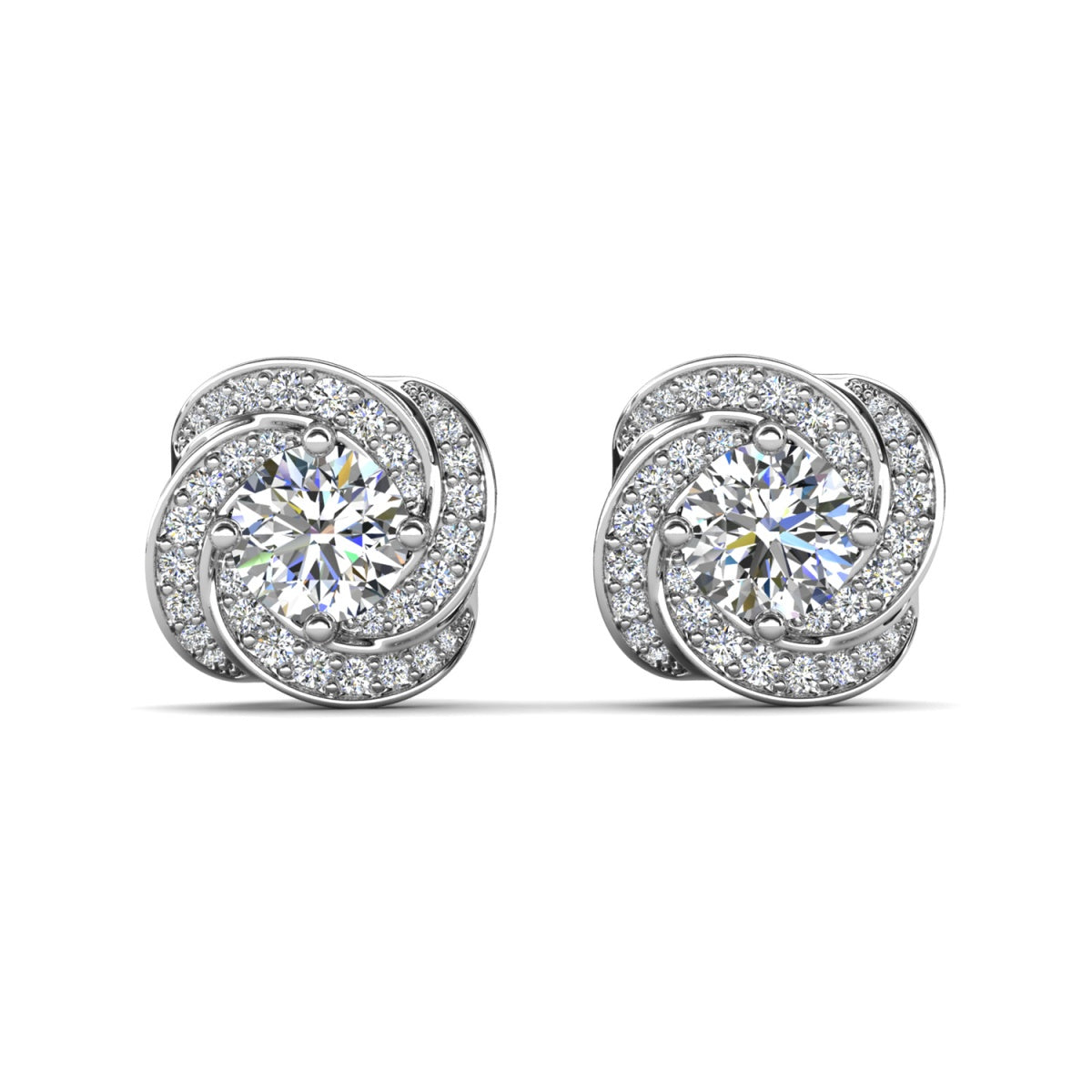 Stella 18k White Gold Plated Stud Earrings with Simulated Diamond Crystals