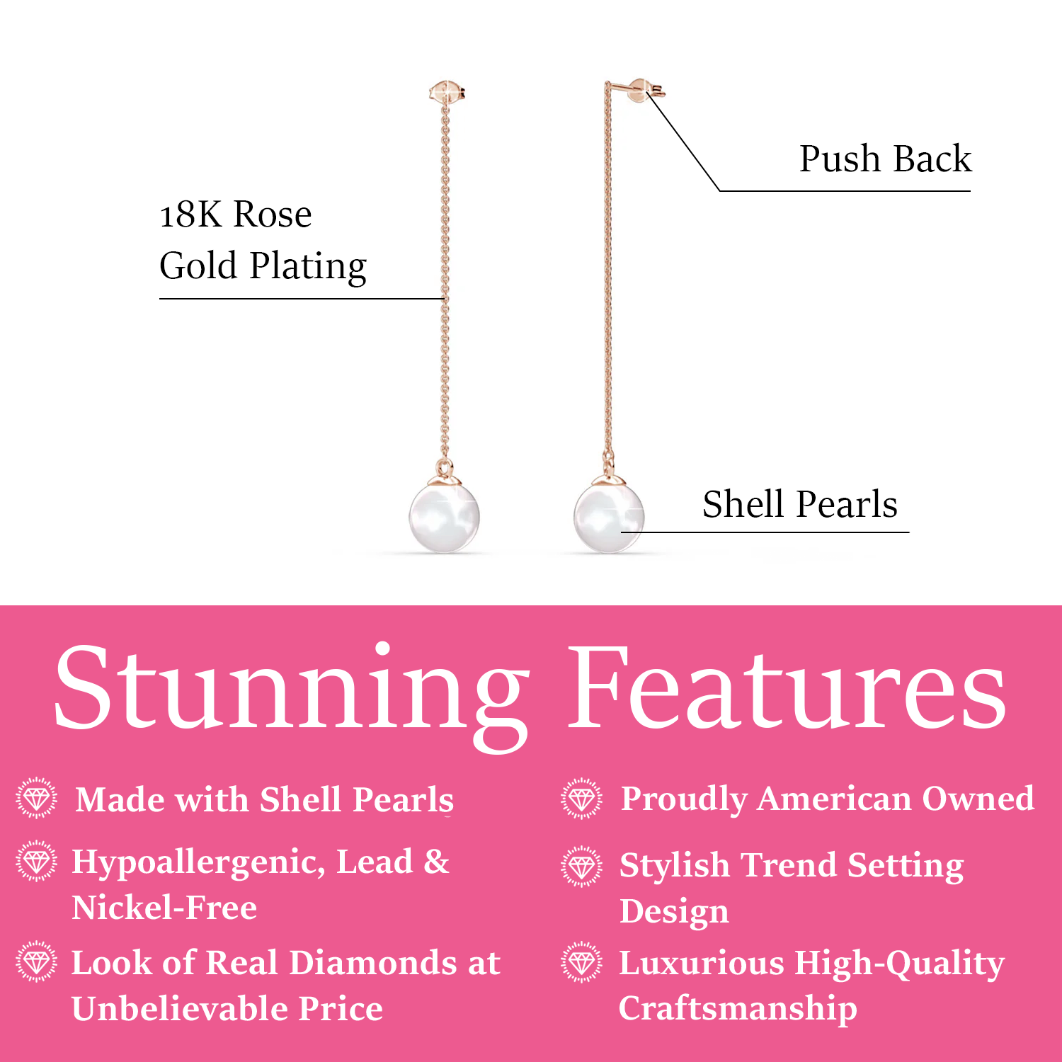 Aspen 18k White Gold Plated Dangle Earrings with Shell Pearls — Fab Fav Sale