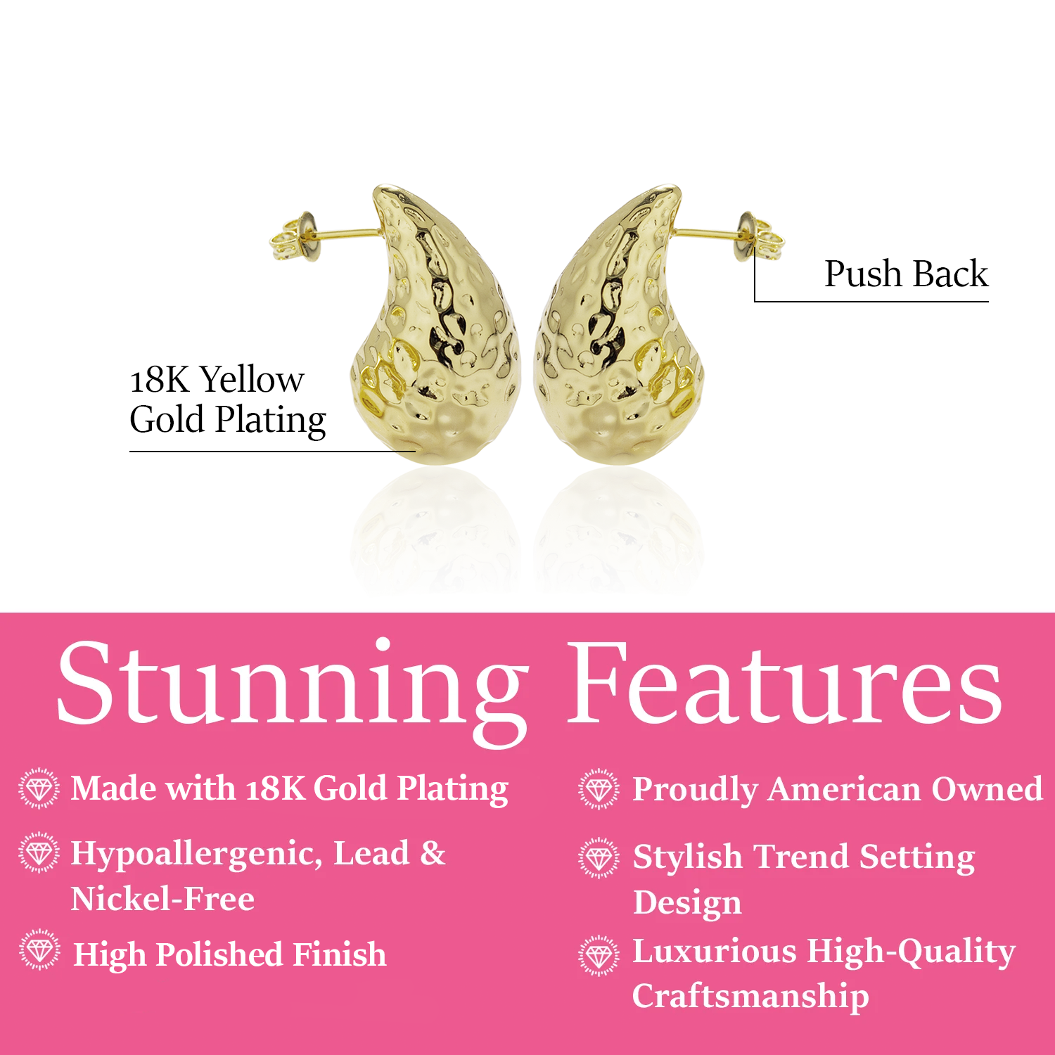 Candice 18k White Gold Plated Teardrop Stud Earrings