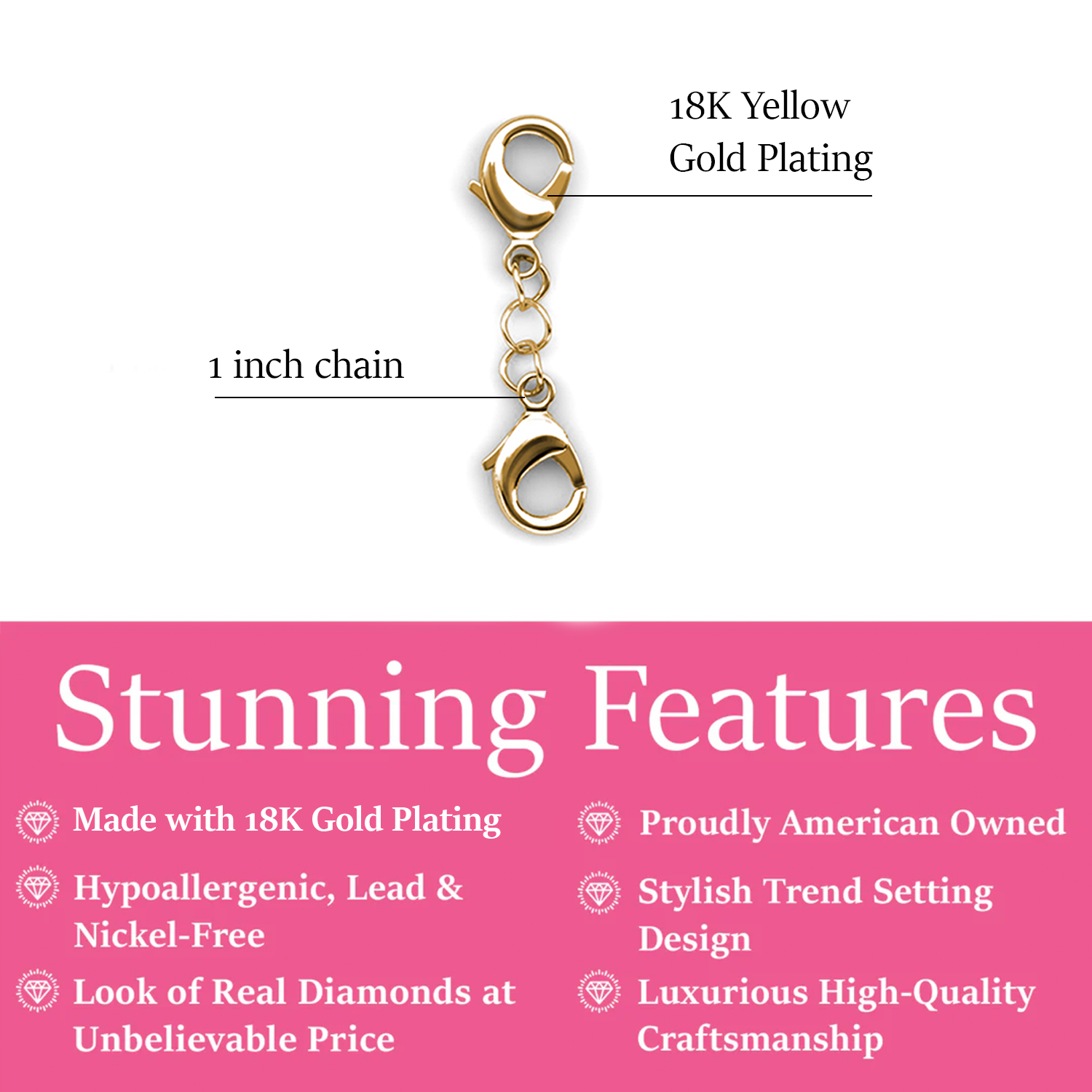 Cate & Chloe 18k White Gold Plated Necklace Extender
