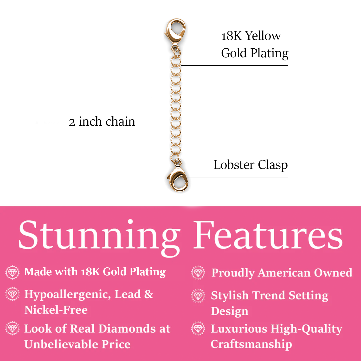 Cate & Chloe 18k White Gold Plated Necklace Extender