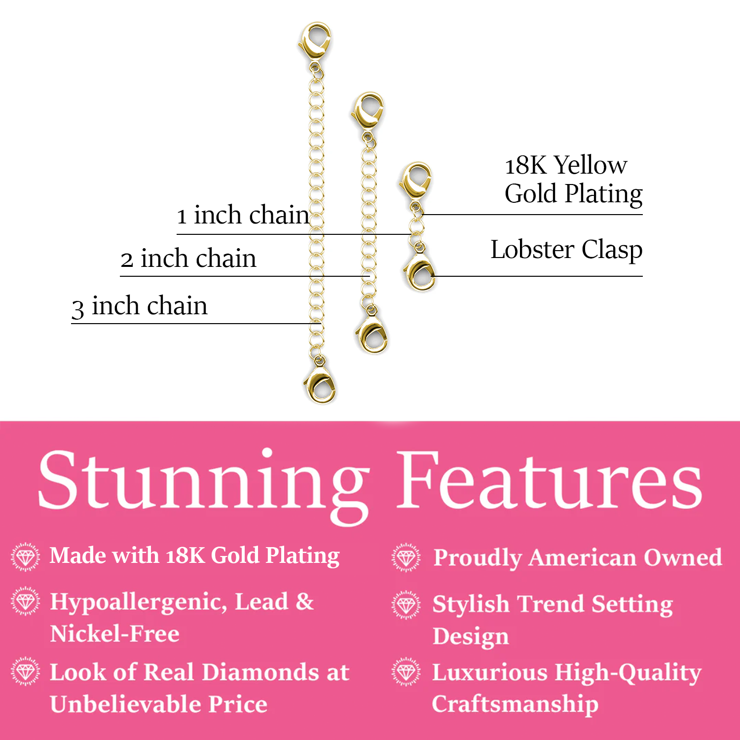 Cate & Chloe 18k White Gold Plated Necklace Extender
