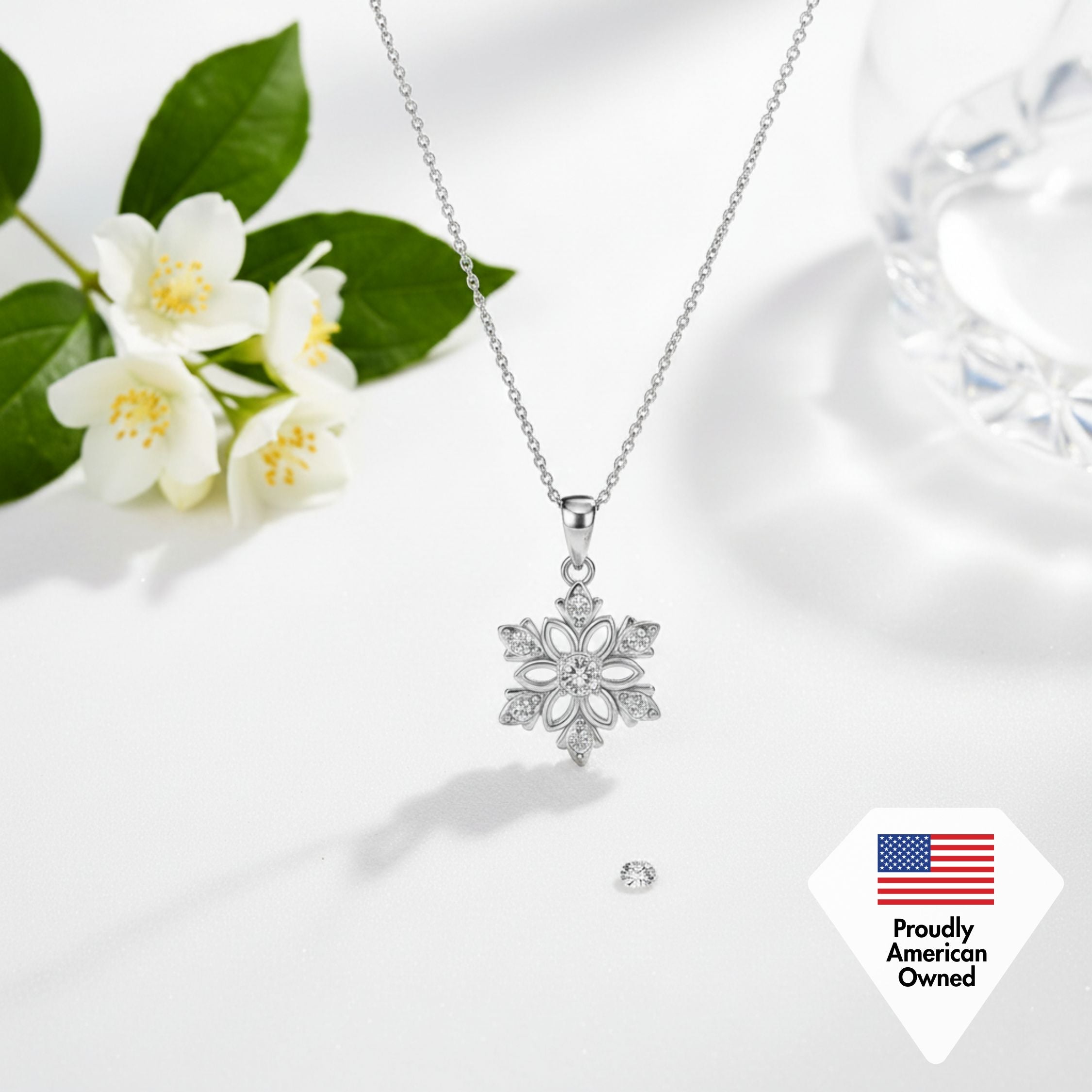 Sunny 18k White Gold Plated Crystal Necklace with Swarovski Crystals